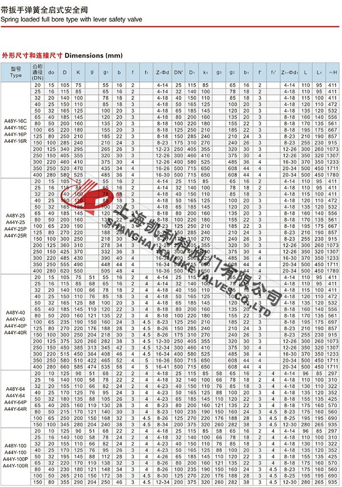 A44Y、A48Y彈簧式安全閥說明書